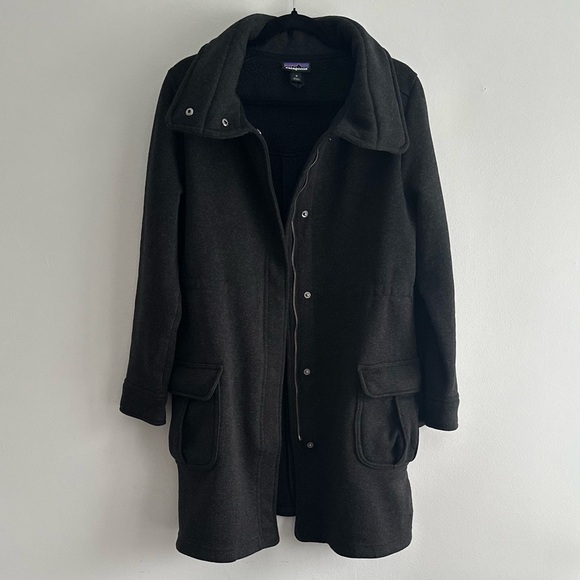 Patagonia Better Sweater‎ Fleece Black Long Coat Medium - Picture 3 of 8